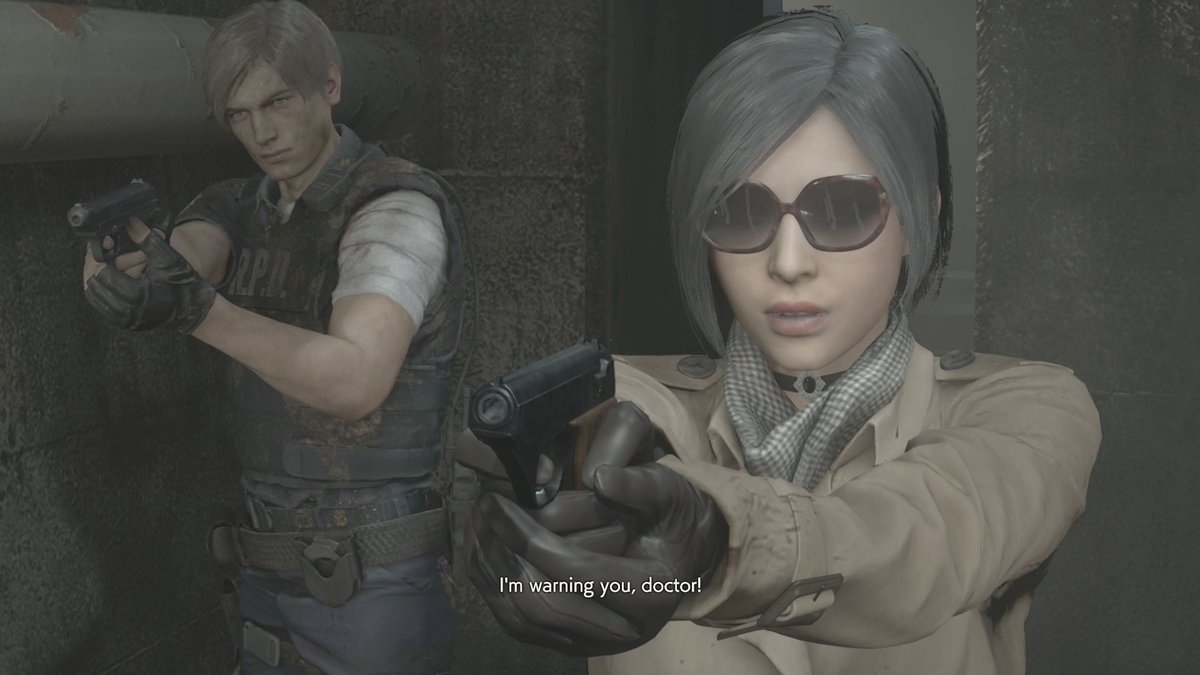 Samhael11's tweet photo. I'm warning you, doctor  😎 
#ResidentEvil #REBHFun https://t.co/KEC9452yDx