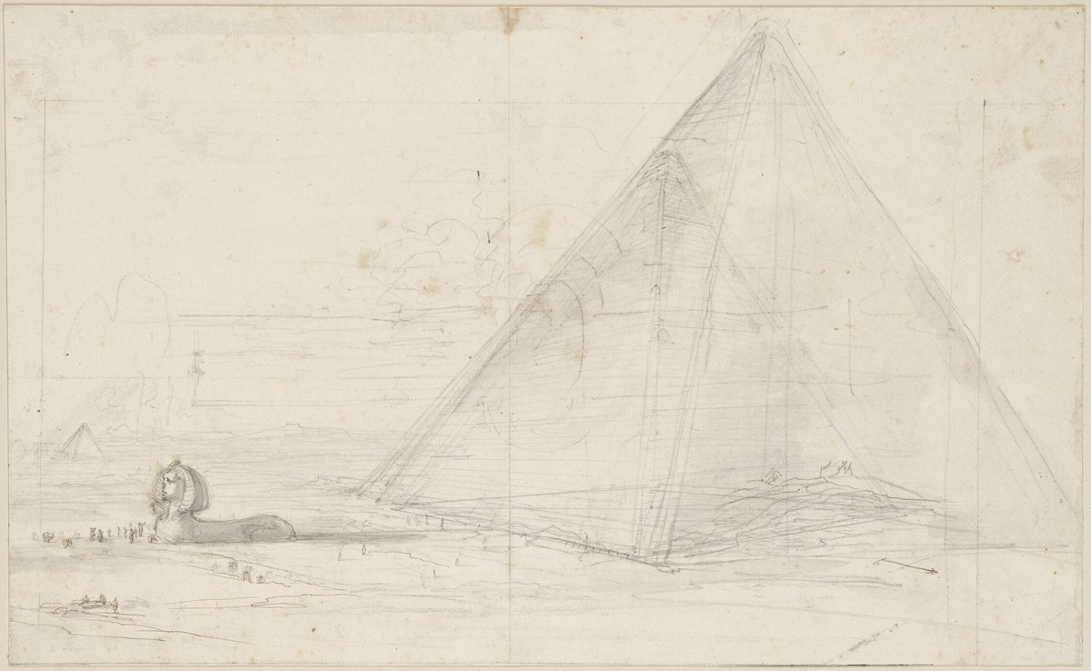 The Italian draughtsman and printmaker Stefano della Bella was born #onthisday in 1610. This drawing of the sphinx and pyramids has raised questions as to whether the artist travelled to Egypt and made this study on the spot. bit.ly/44DMmZf