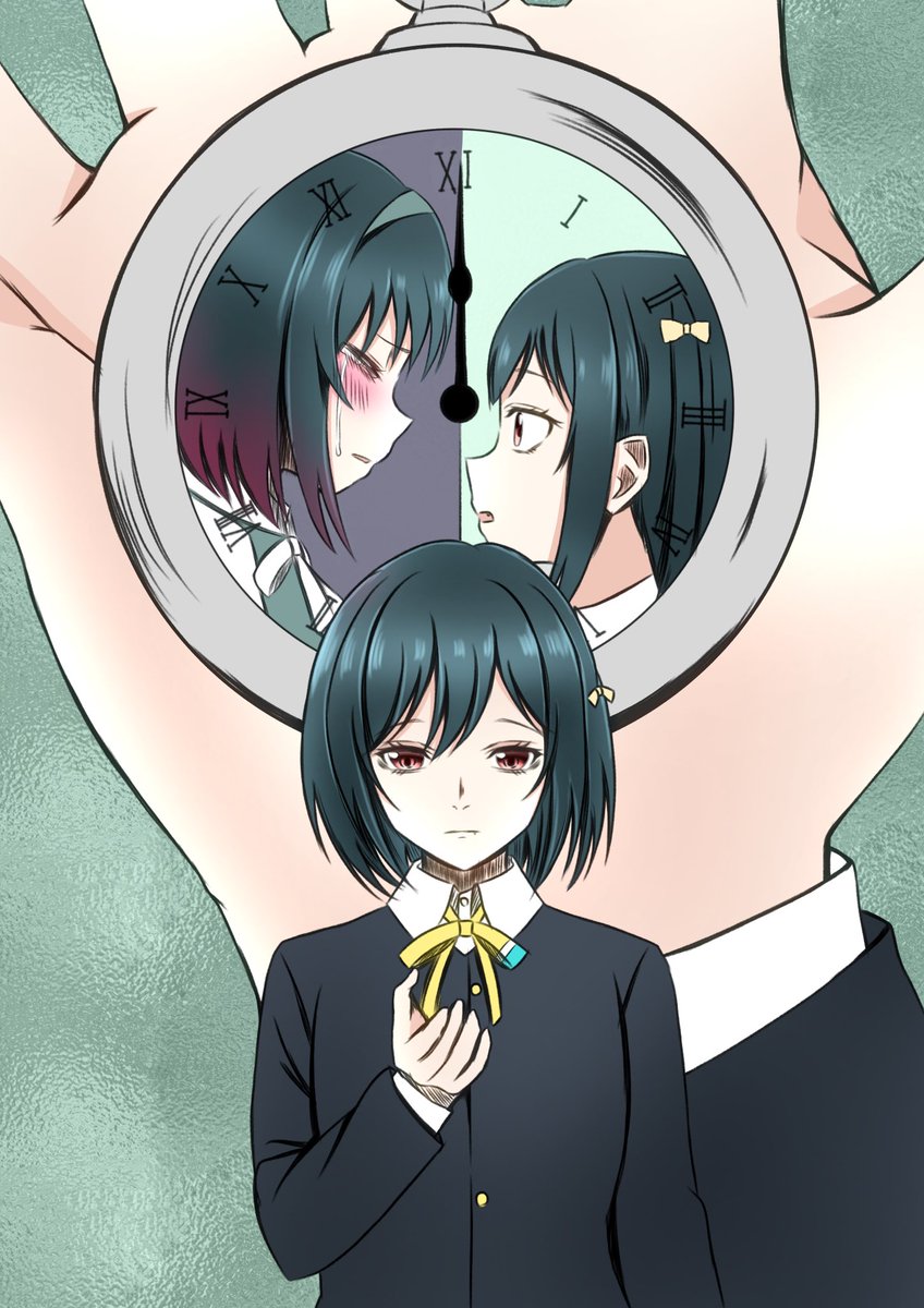 mifune shioriko blush short hair multiple girls black hair long sleeves red eyes ribbon  illustration images