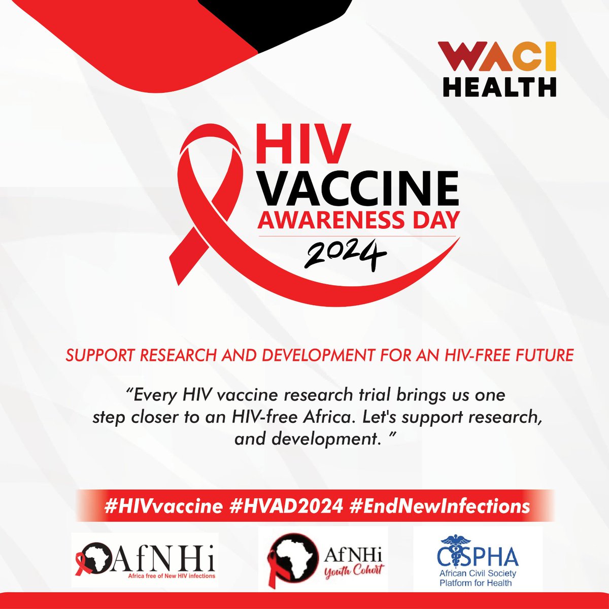 Today, on #HVAD2024, we stand united in our mission to advocate for HIV vaccine research in Africa. Let's work together towards a future free from new HIV infections. #HIVvaccine #HVAD2024 #EndNewInfections @HIVpxresearch @Aidsfonds_intl @WACIHealth @Vaccine @HIVpxresearch