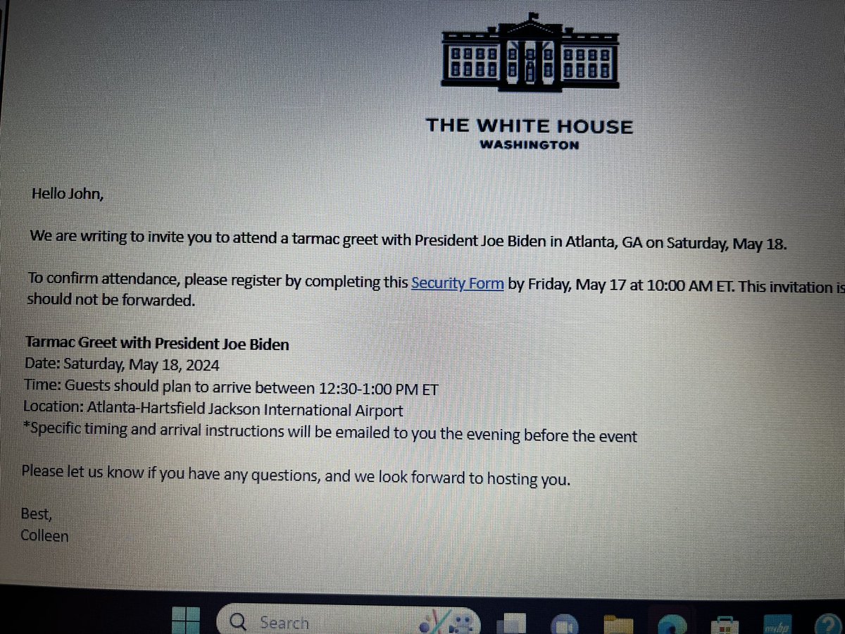 Excited to be invited by the <a href="/WhiteHouse/">The White House</a> to greet <a href="/POTUS/">President Donald J. Trump</a> in the ATL today for his commencement speech <a href="/Morehouse/">Morehouse College</a> tomorrow #proudmorehousealum