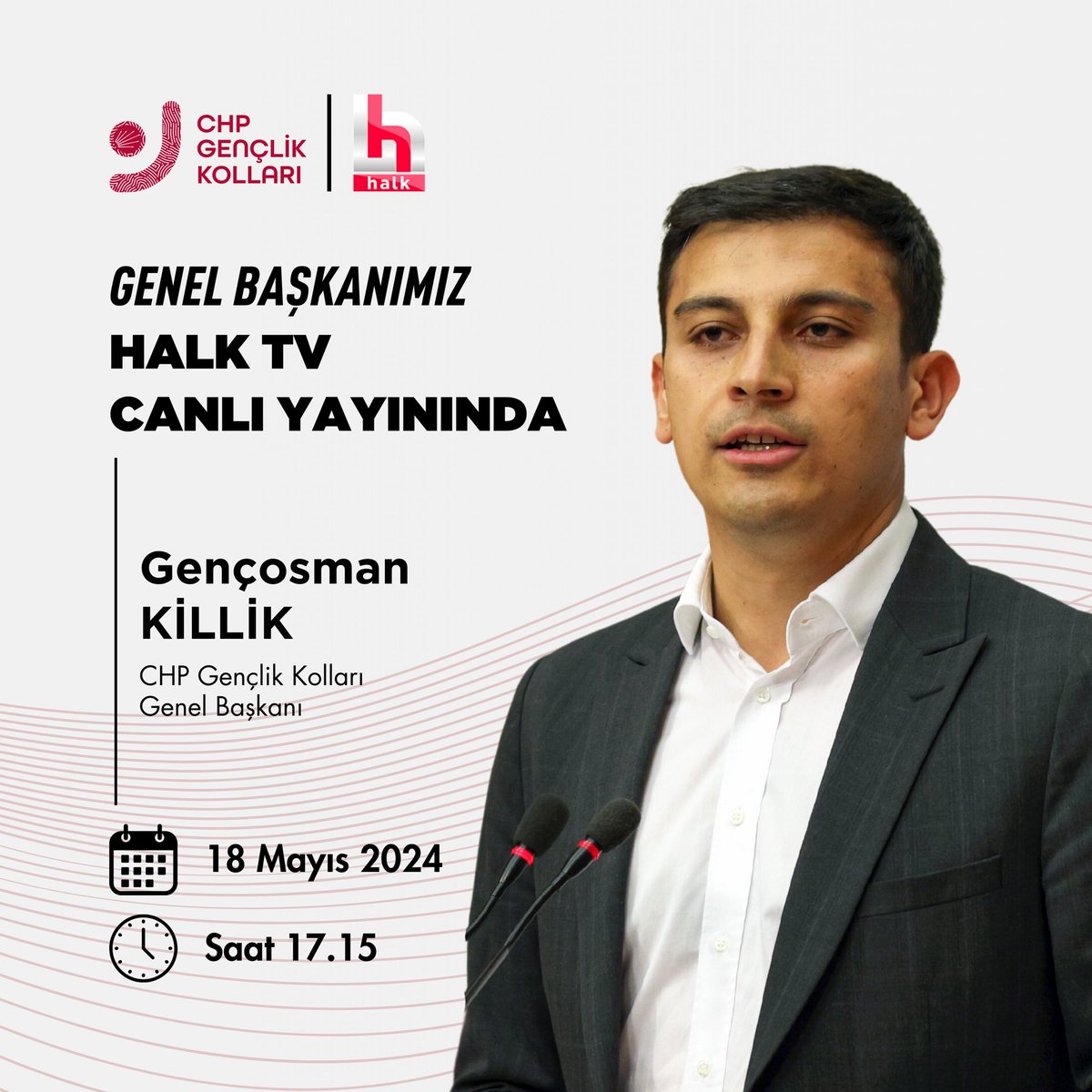 Genel Başkanımız Gençosman Killik (@gencosmankillik) saat 17.15’te Halk TV canlı yayınında olacak.