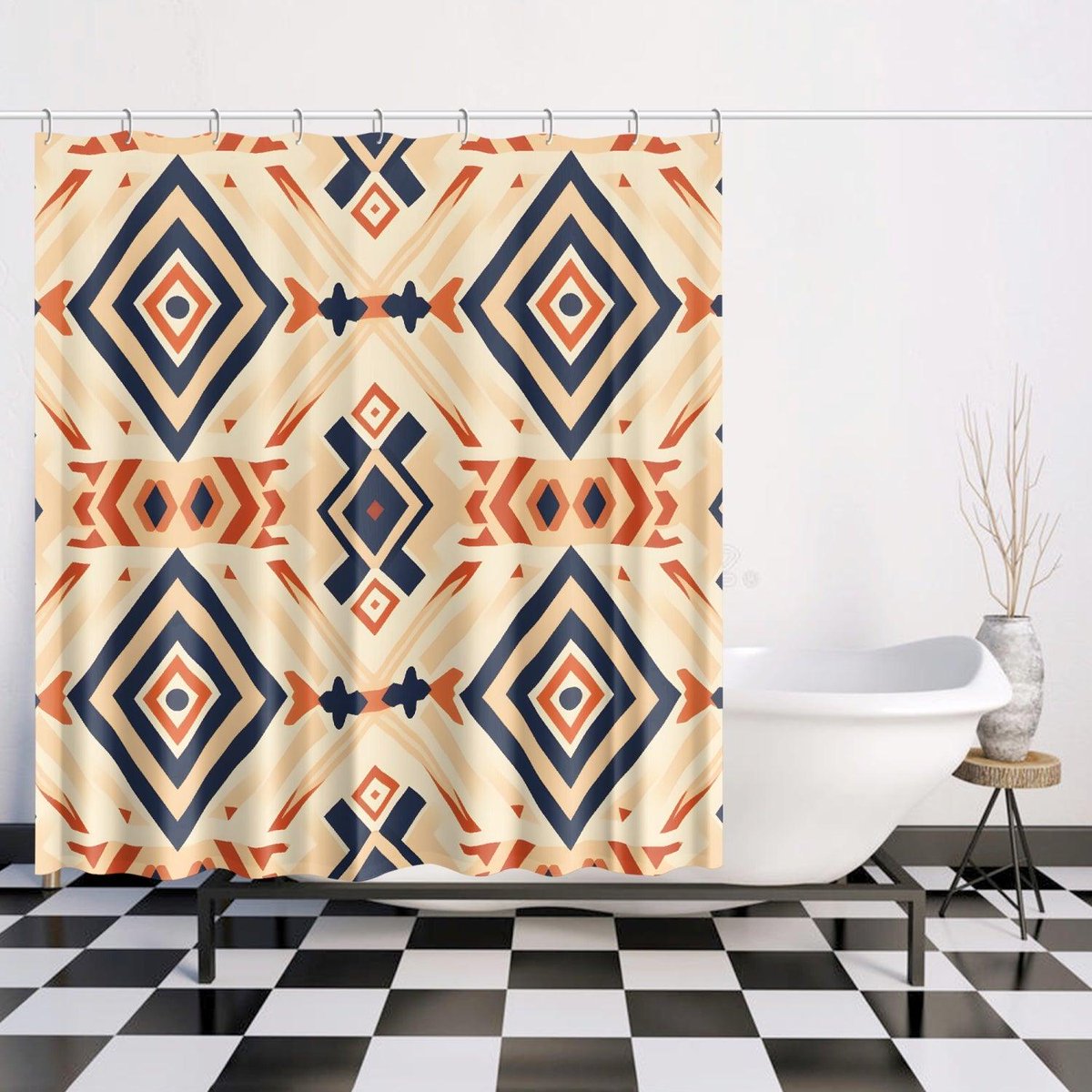 Say goodbye to boring showers with Southwest Geometric Shower Curtain 👋🎨 Click in bio and start shopping#BathroomDecor #BathroomMakeover #ShowerCurtains #BathTime #BathroomStyle #BathroomDetails #LuxuryBathroom #BathroomInspo #ShowerDecor #WaterproofDecor