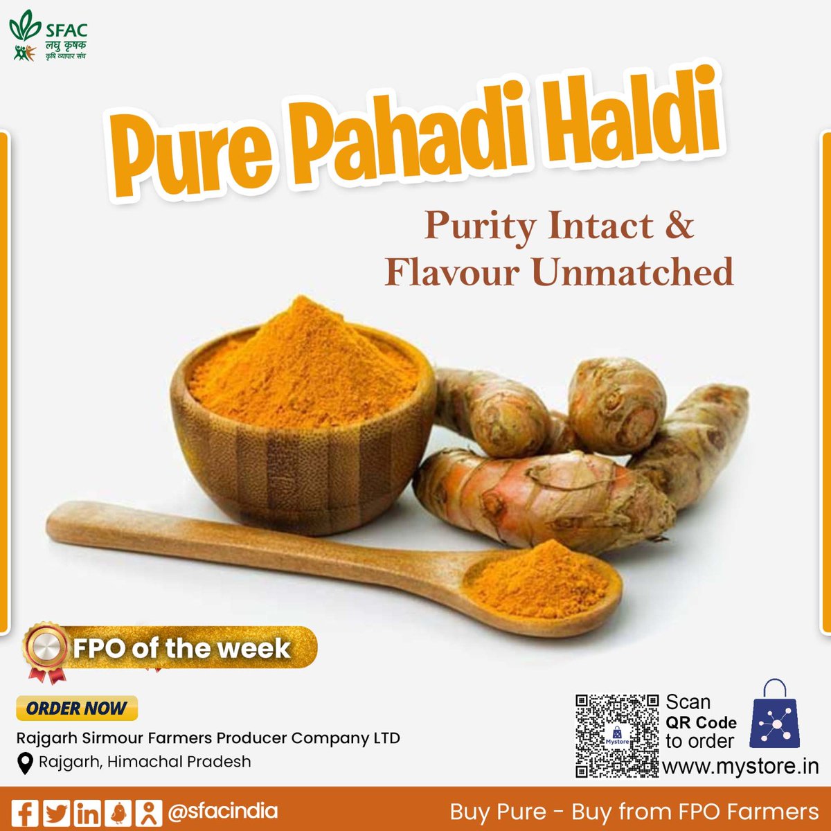 Made from premium turmeric roots, grown naturally. Safely processed with no adulteration & colour. Enjoy the intact goodness of pure Haldi powder.

Buy straight from FPO farmers👇

mystore.in/en/product/pha…

🍲

#VocalForLocal #healthychoices #healthyeating #healthyhabits #tasty