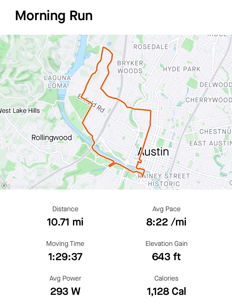 Another Saturday group run in the books. Austin weather’s holding up! 🏃 ☀️