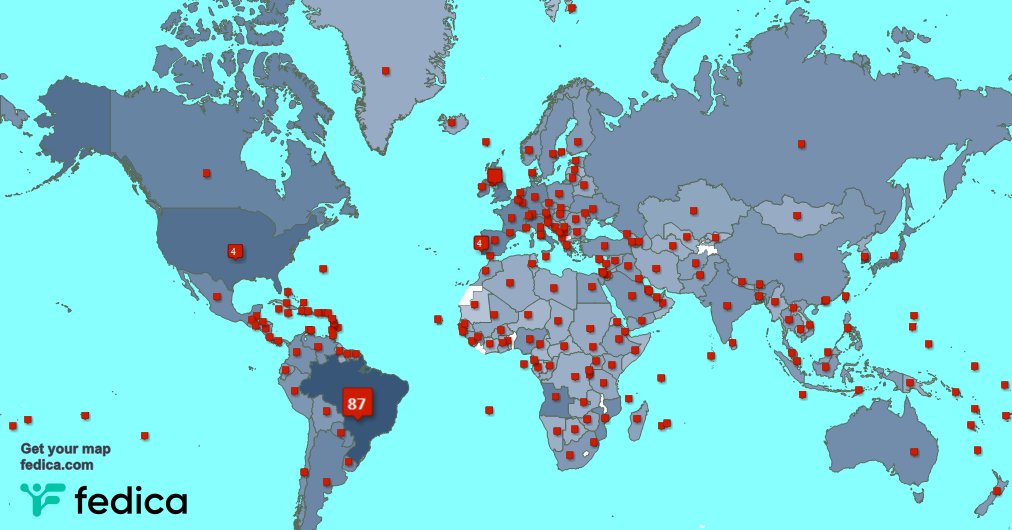 Tenho 1802 novos seguidores, a partir de França, Portugal, Colômbia, e mais na semana passada fedica.com/!hoje_no