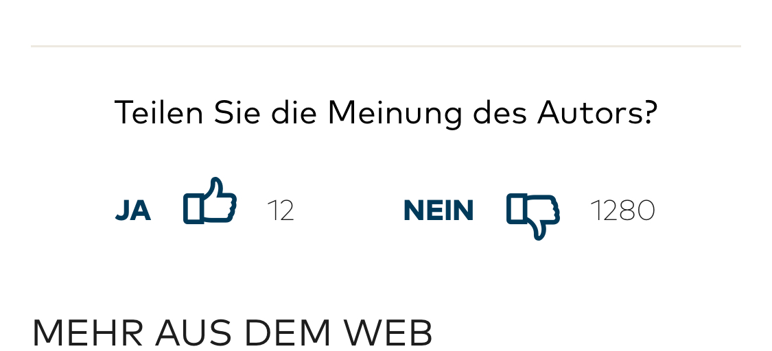 Keine gute Zustimmungsquote für den Gastbeitrag von Nancy Faeser.
Sie klagt die AfD an, unterschlägt aber, dass AfD-Leute am häufigsten Opfer von gewalttätigen Attacken wurden (mutmaßlich von Links & Antifa).
 welt.de/politik/deutsc… via @welt