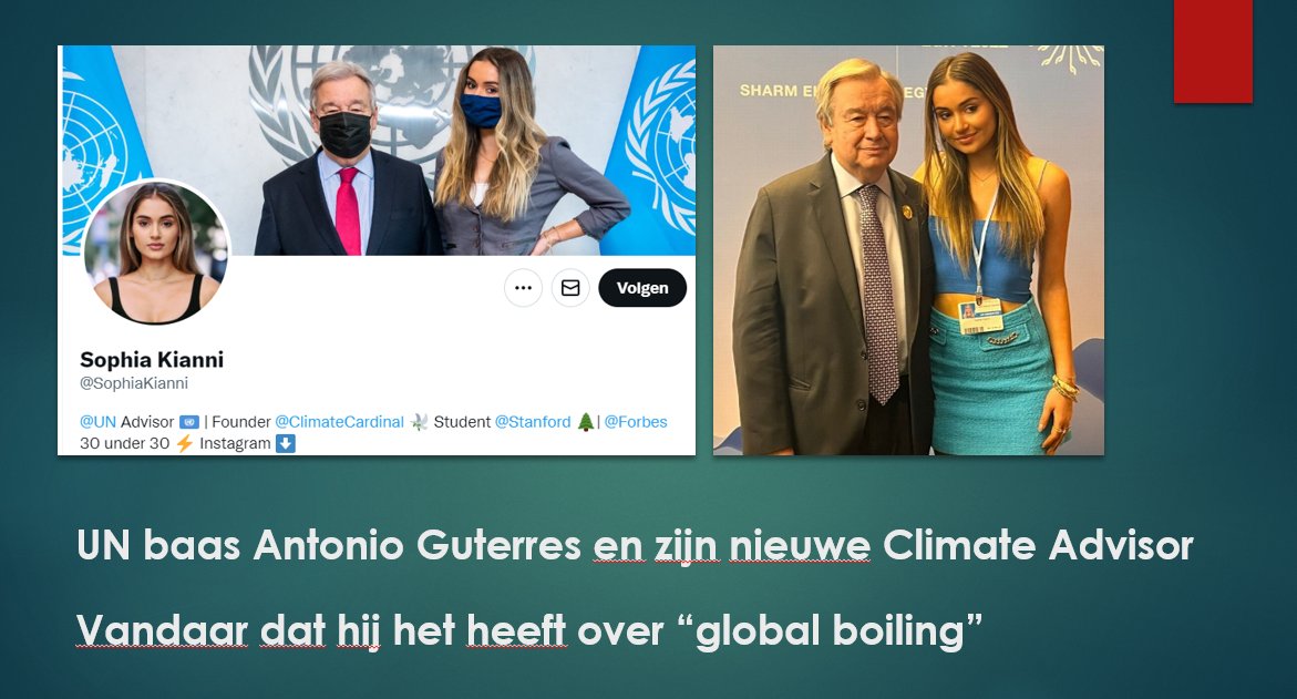 Ter info . Grote baas van VN Guterres , in bijberoep de wereldwijde Opper KlimaatAlarmist spreekt van 'global boiling' vanwege zijn nieuwe klimaatadviseur Sophia die Greta heeft vervangen. Met wat inleving kan ik dat begrijpen 🤣😎