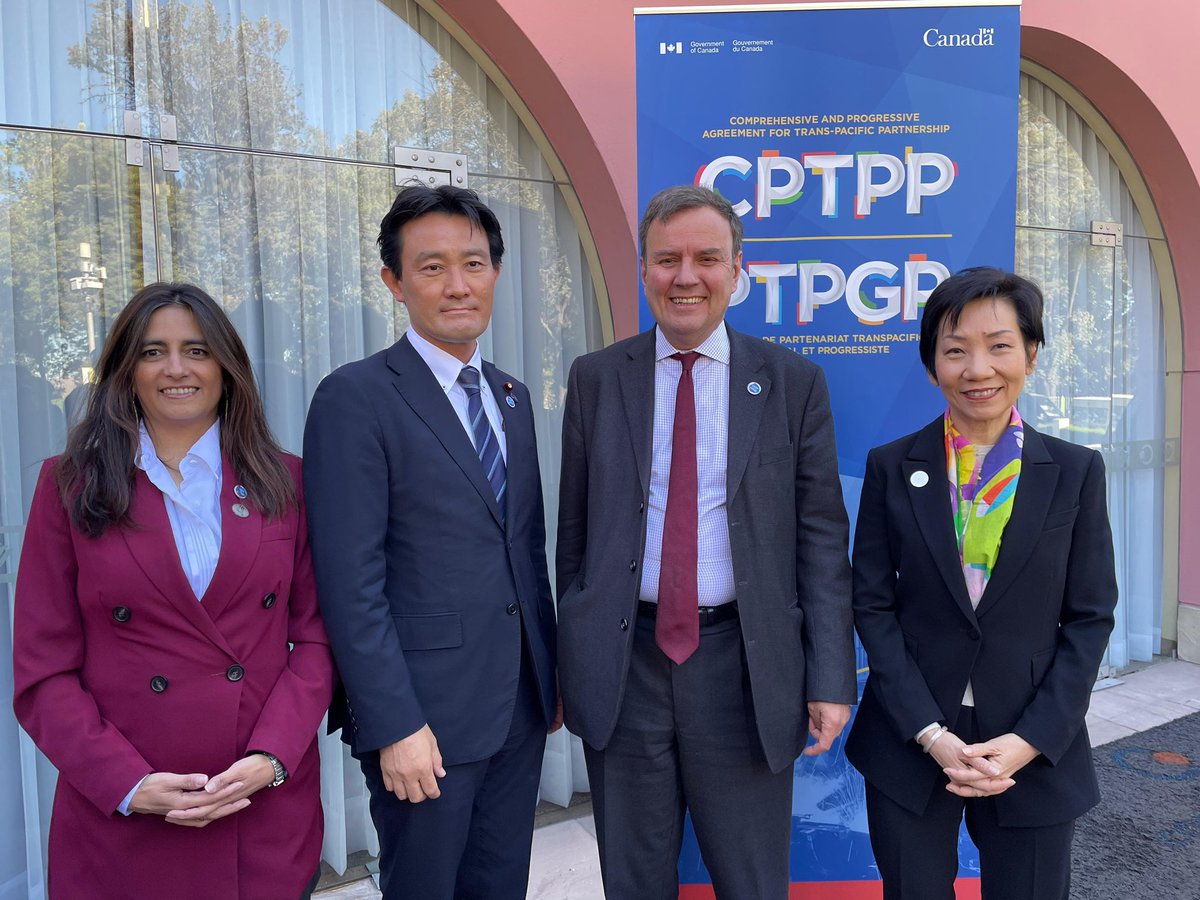 A special thanks to trade ministers from Japan 🇯🇵, Singapore 🇸🇬 and Chile 🇨🇱 for already ratifying UK 🇬🇧 accession to #CPTPP. Here in Arequipa 🇵🇪, everyone is upbeat about the UK joining - growing the Free Trade bloc’s share of global GDP from 11% to 15%.