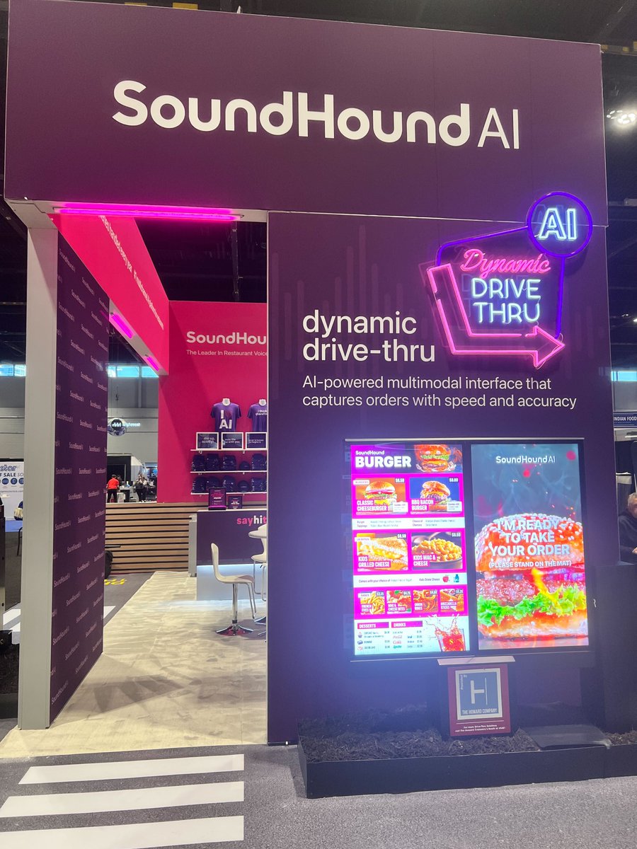 SoundHound's tweet photo. 🎉🍔The National Restaurant Association Show (@NatlRestShow) starts today!

Stop by our booth #6864 for a chance to win AirPods and #SayHiToAI for restaurants 🚀 https://t.co/iM9n3EyvbN