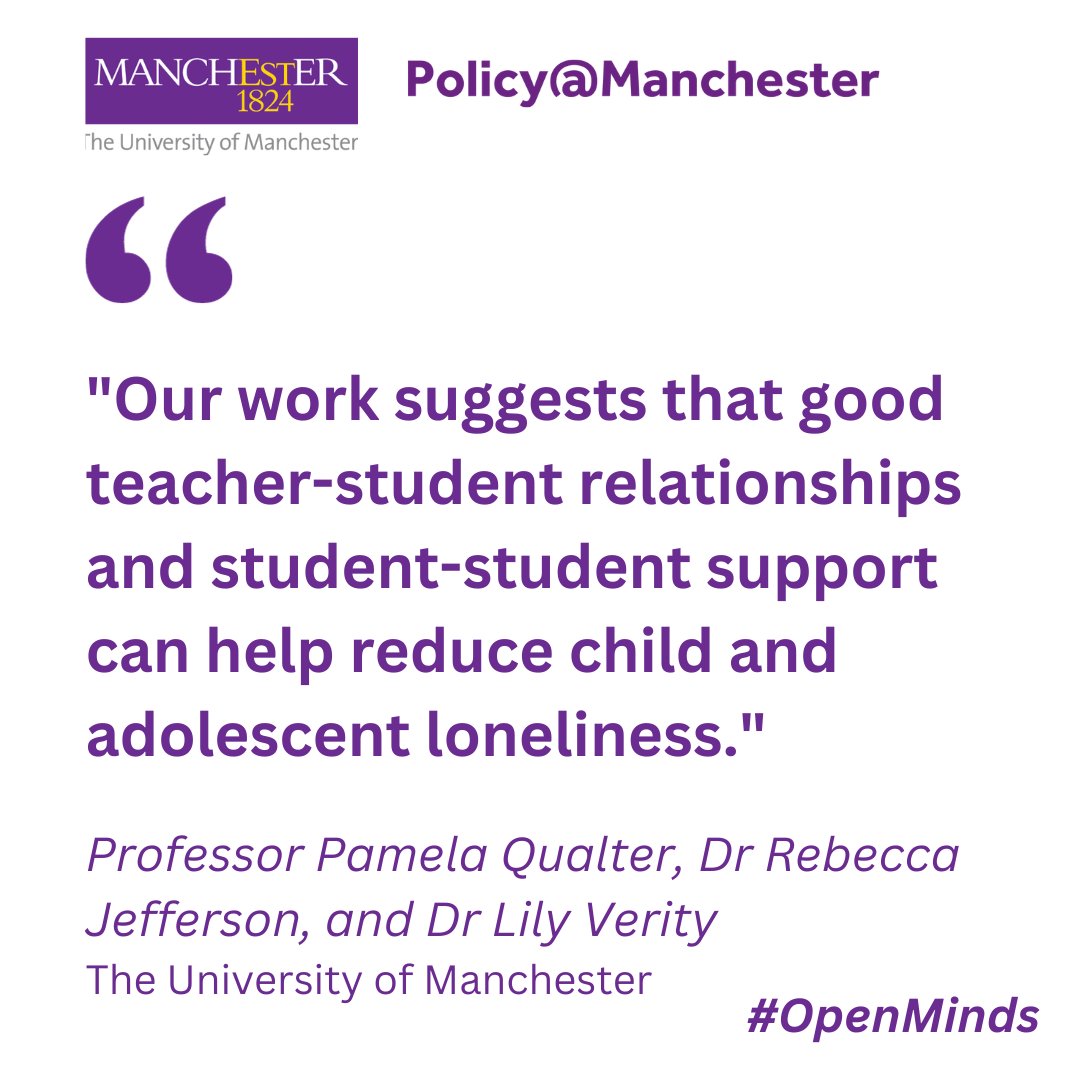 Policy@Manchester (@uompolicy) on Twitter photo 📅 It's #MentalHealthAwarenessWeek
📚 Whole-school interventions can reduce loneliness say <a href="/RLJefferson93/">Dr. Rebecca Jefferson</a>, <a href="/DrLilyVerity/">Lily Verity</a>, & Prof Pam Qualter (<a href="/EducationUoM/">Manchester Institute of Education (MIE)</a>)
👇 Read more in our collection #OpenMinds:
…licyatmanchester.shorthandstories.com/open-minds/ind… 📅 It's #MentalHealthAwarenessWeek
📚 Whole-school interventions can reduce loneliness say <a href="/RLJefferson93/">Dr. Rebecca Jefferson</a>, <a href="/DrLilyVerity/">Lily Verity</a>, & Prof Pam Qualter (<a href="/EducationUoM/">Manchester Institute of Education (MIE)</a>)
👇 Read more in our collection #OpenMinds:
…licyatmanchester.shorthandstories.com/open-minds/ind…