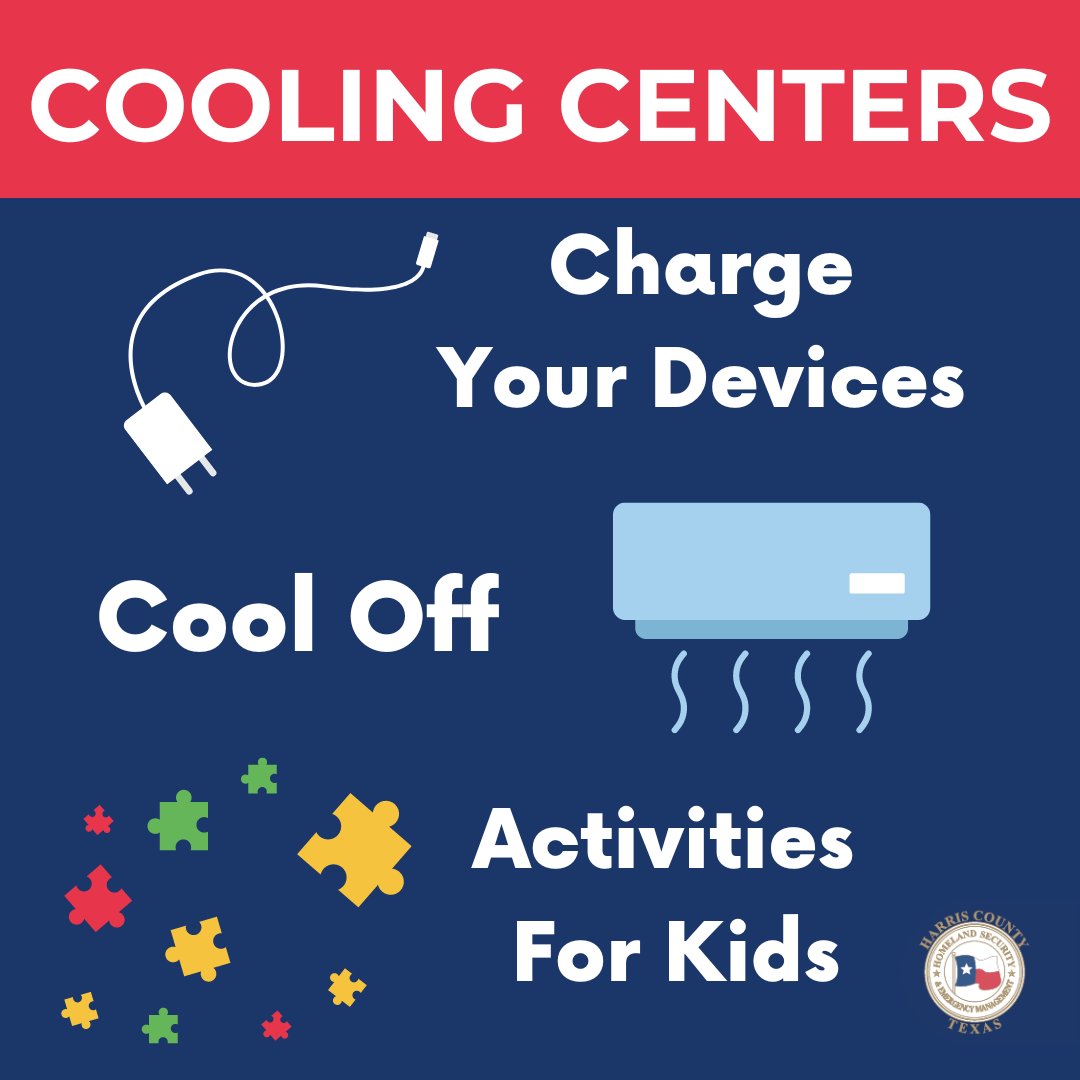 🕕 Cooling Centers will be open today from 10 AM- 6 PM! Click this link to see more details: bit.ly/3WFakl4.