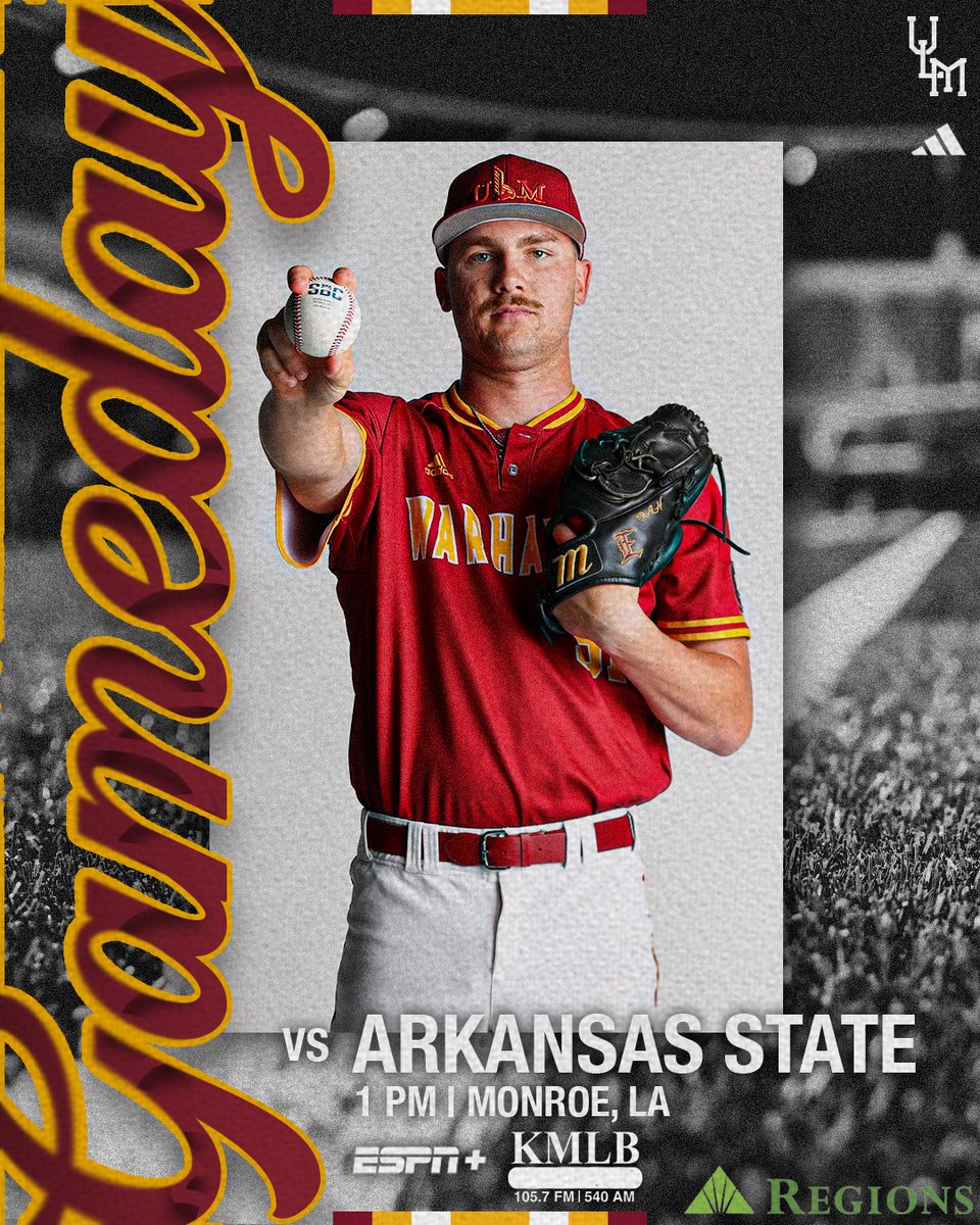 ULM_BSB's tweet image. 𝐓𝐡𝐞 𝐅𝐢𝐧𝐚𝐥𝐞

⚾️🆚 Arkansas State
🕐 1 p.m.
📍 The Lou
📺 ESPN+ espn.com/watch/player/_…
📻 105.7 FM/540 AM KMLB, KMLB.com
📊 stats.statbroadcast.com/broadcast/?id=…
🎟 tix.axs.com/2NrXLwAAAAARTg…

#GotYourSix | #AStatevsULM | #SunBeltBSB