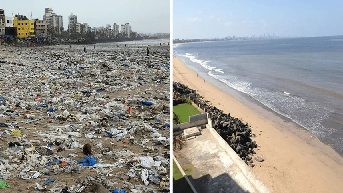 Mumbai man Afroz Shah and his team cleans 5 million kgs of trash from Versova beach (timeframe 85 weeks)