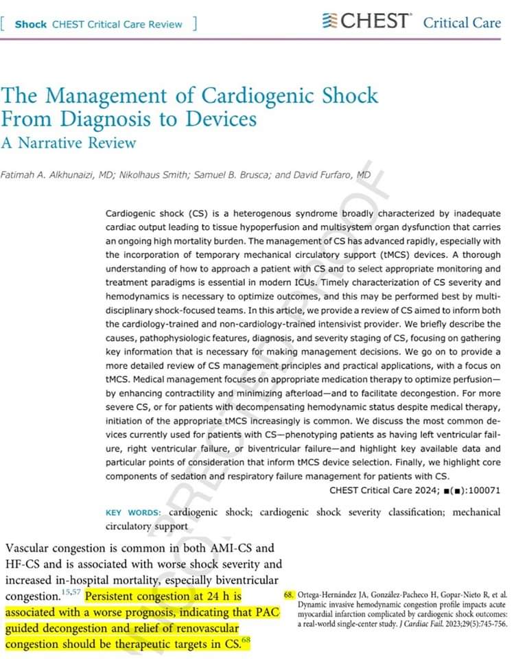 🔴 The Management of Cardiogenic Shock from Diagnosis to Devices – A Narrative #2024Review #openaccess 

chestcc.org/article/S2949-…
#CardioEd #Cardiology #FOAMed #meded #MedEd #Cardiology #CardioTwitter #cardiotwitter #cardiotwiteros #CardioEd #MedTwitter #MedX #cardiovascular