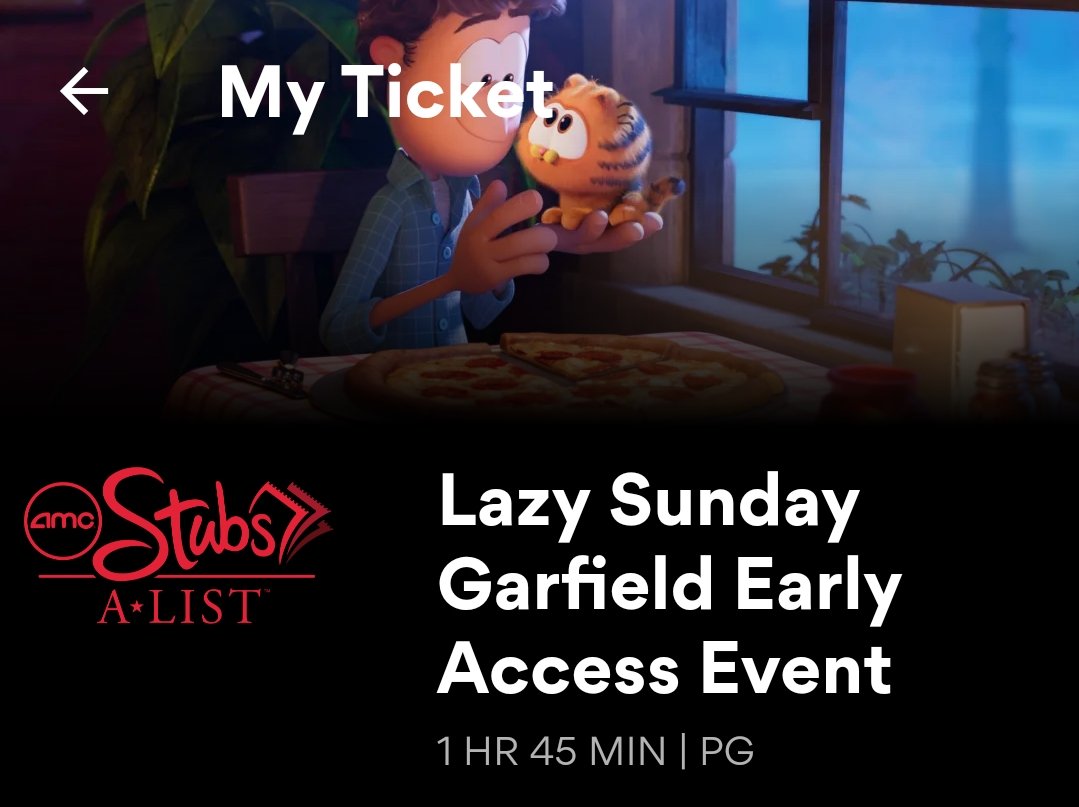@mci41827 Got my early access ticket at #AMC for the Garfield movie
 You get a free squishy to add to your collectable on May 19th only #AMCTheatres