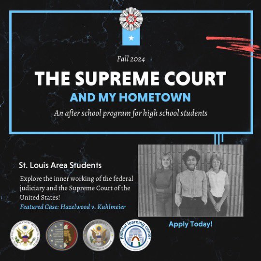 Two weeks left to apply for the 2024 St. Louis Hometowns Program! New special guests Leslie Smart and Leanne Tippett along with Cathy Kuhlmeier!!! supremecourthistory.org/hometown-progr… #civics #scotushistory