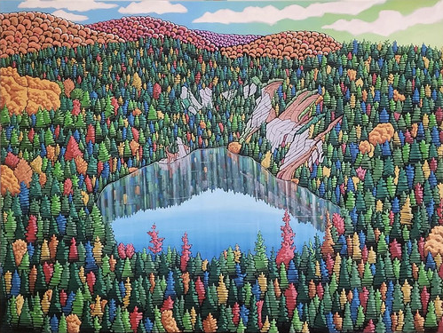 Escaping the city for the weekend? Get lost is the woods with Danny Abriel's 30'x40' acrylic painting 'Cheticamp Gypsum Mine' #localart #halifaxart #halifaxns #canadianart #artwork #artgallery #artcollector