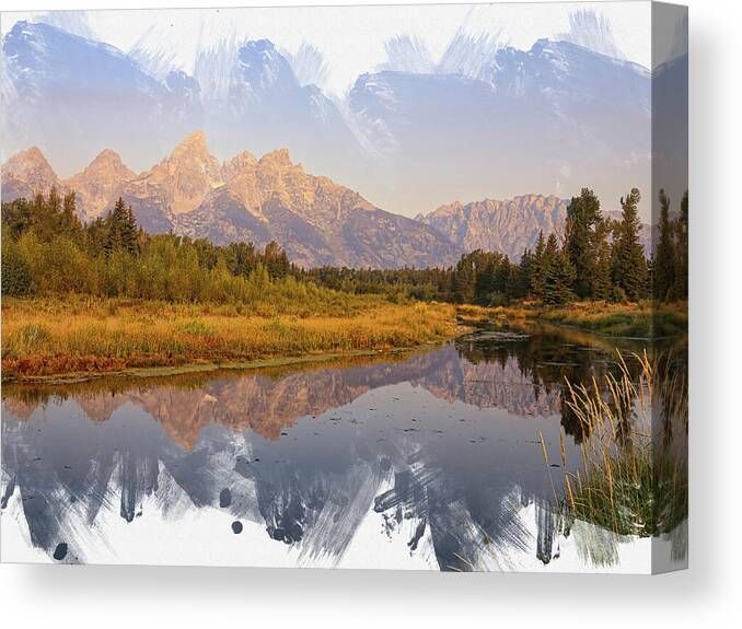 Trail to Schwabacher's Landing Artistic Canvas Print #GrandTetons #Wyoming #mountains #landscape #digitalart prints for your home or office decor FillThatEmptyWall BuyIntoArt 
View all print options here ---> buff.ly/4aqaDTW