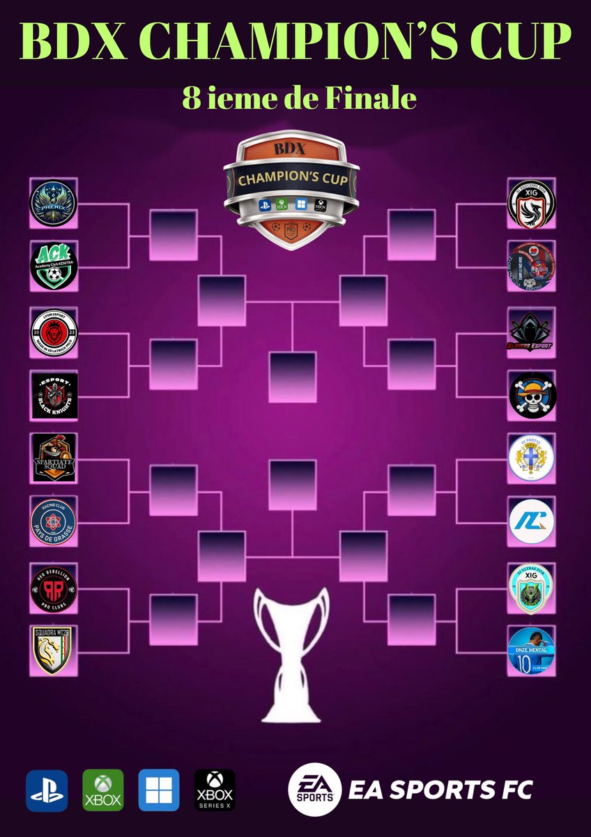 ⚽️ BDX CHAMPION’S ⚽️ (@bdx_champions) on Twitter photo Les 8 ieme de finale de la CUP qui ira jusqu’au bout <a href="/FCPhenixpro/">FC PHENIX</a> <a href="/ACK_ESPORTS_/">ACK Esports</a> <a href="/lyon_esportt/">Lyon Esport</a> <a href="/XI_BlackKnights/">Black Knights</a> @XIFDOR @LeOnzeNyos @SlayersEsport01 <a href="/SSPARTIATESQUAD/">SPARTIATE SQUAD</a> <a href="/RCGrasse_eSport/">RC Pays de Grasse eSport</a> <a href="/RedRebellionCP/">🔴 Red Rebellion 🔴</a> <a href="/NicoAgu88227340/">Squadra MT29 / Structure MT29</a> <a href="/FC_FOOT13/">FC FOOT13</a> <a href="/Mgt13Es/">STRUCTURE MGT</a> @XI_ULTRAS_DOR <a href="/Onze_Mental/">Onze Mental</a> Les 8 ieme de finale de la CUP qui ira jusqu’au bout <a href="/FCPhenixpro/">FC PHENIX</a> <a href="/ACK_ESPORTS_/">ACK Esports</a> <a href="/lyon_esportt/">Lyon Esport</a> <a href="/XI_BlackKnights/">Black Knights</a> @XIFDOR @LeOnzeNyos @SlayersEsport01 <a href="/SSPARTIATESQUAD/">SPARTIATE SQUAD</a> <a href="/RCGrasse_eSport/">RC Pays de Grasse eSport</a> <a href="/RedRebellionCP/">🔴 Red Rebellion 🔴</a> <a href="/NicoAgu88227340/">Squadra MT29 / Structure MT29</a> <a href="/FC_FOOT13/">FC FOOT13</a> <a href="/Mgt13Es/">STRUCTURE MGT</a> @XI_ULTRAS_DOR <a href="/Onze_Mental/">Onze Mental</a>