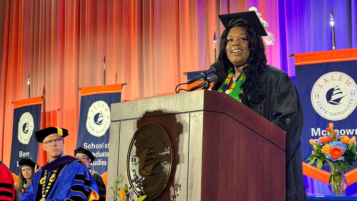 "As you embark on this new chapter, remember that life is like a choose-your-own-adventure book, so let’s make each chapter in our life count."

–Angel Chantasia Samuels ’24, student speaker 🎓 #SalemState24