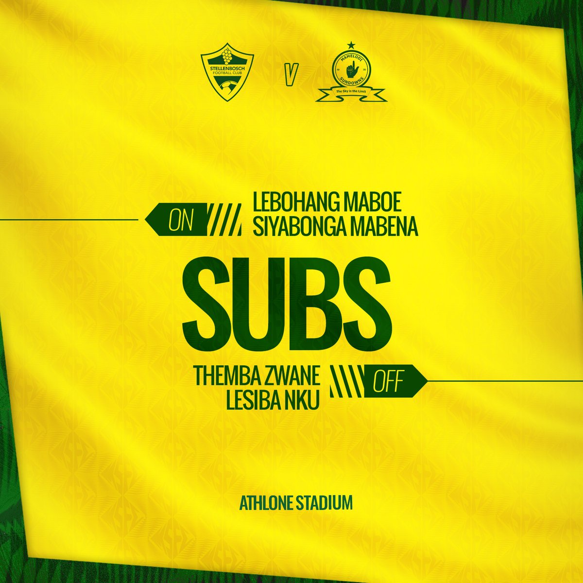 82' Subs 🚫 Lesiba Nku | Themba Zwane ✅ Lebohang Maboe | Siyabonga Mabena #Sundowns #DownsLive #DStvPrem