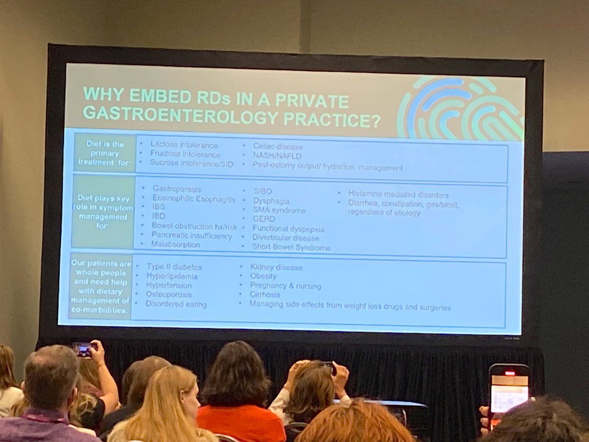 Why embed RDs into private GI practice? Great visual from Dr. Eric Goldstein &amp; <a href="/tamaraduker/">Tamara Duker Freuman</a>. #DDW2024