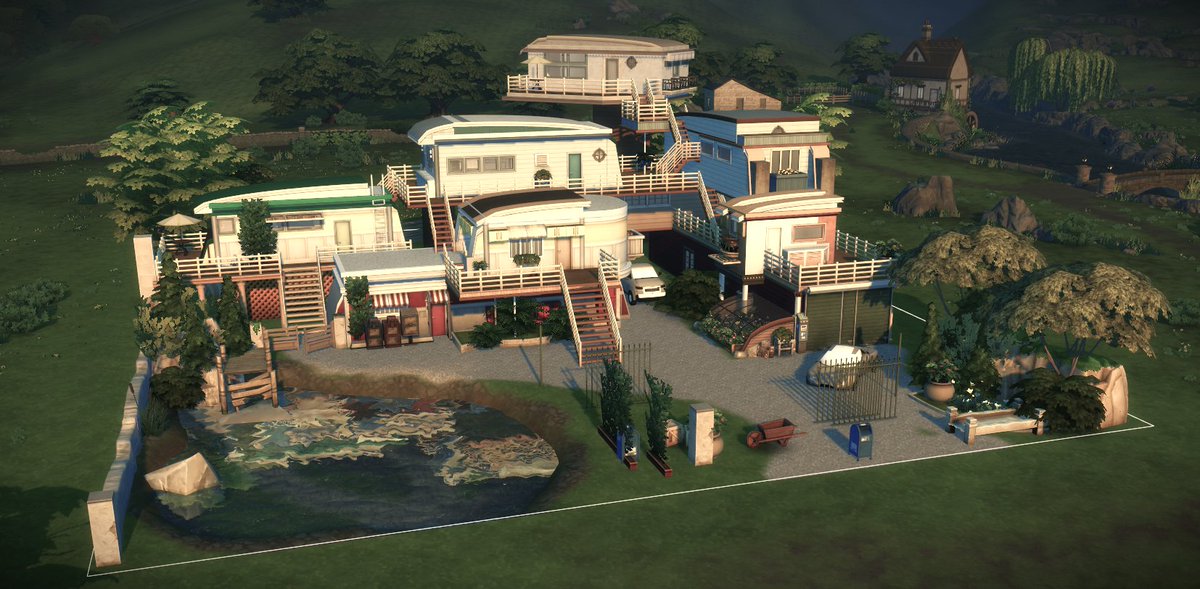 How it's going so far...🫣 #wip Wacky Trailer Park...😁 #TMone54 #ShowUsYourBuilds #TheSims #thesims4 #trailerpark #basegame #nocc