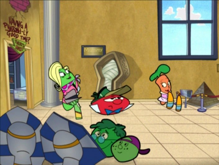 Bob, Junior and Vicki are checking out at the museum. #larryboy #veggietales #larryboythecartoonadventures #internationalmuseumday