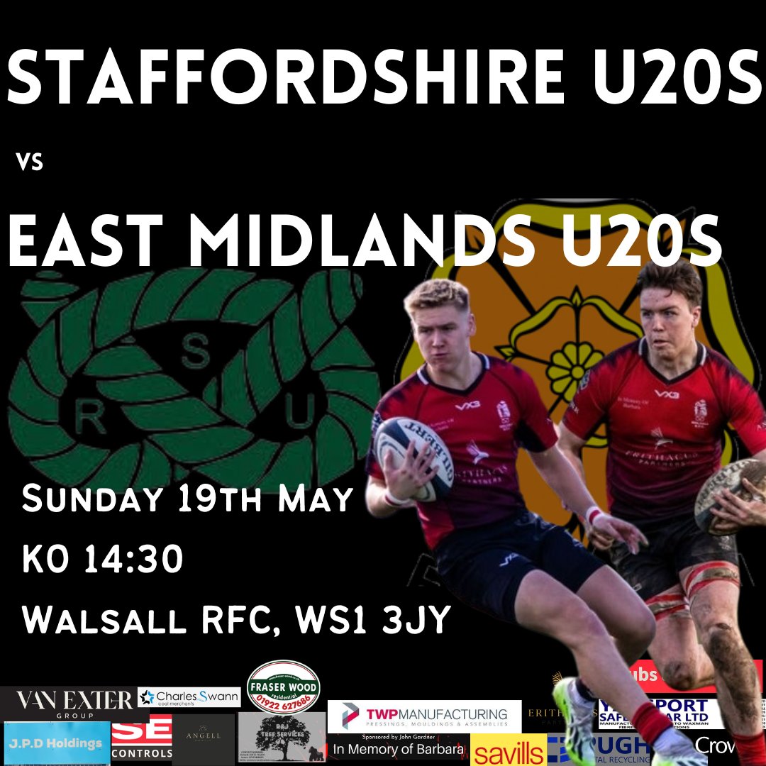 Tomorrow, we have the honour of hosting the Staffordshire U20s match against East Midlands, and kick off is 14:30. Congratulations to Lucas Cotterell and Toby Smith, on their selection for tomorrow's match. The club and bar will be open from 12 noon. Good luck boys!