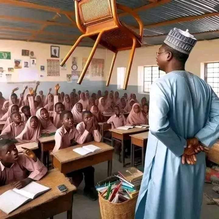 A Teacher entered the classroom and found the chair he was going to sit on; hung to the ceiling. He looked at the students and smiled without saying a word. He proceeded to the board and wrote: Test-15min, 30marks.