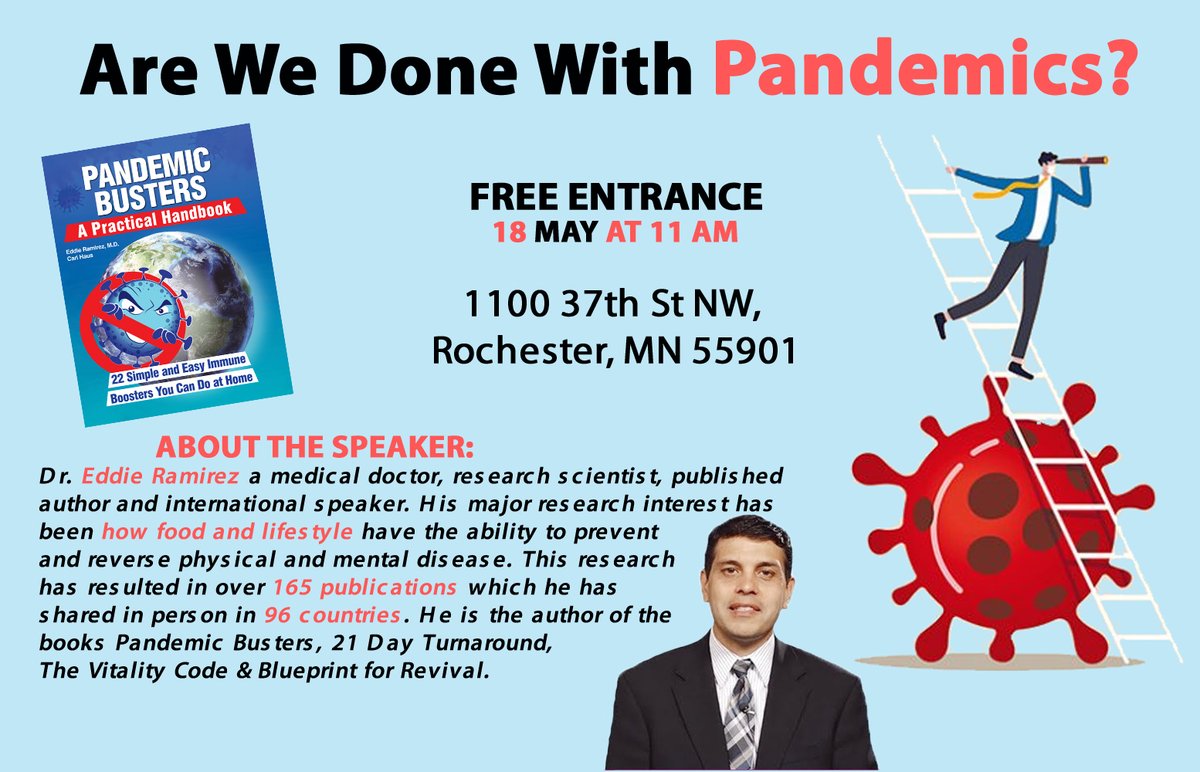 I will be speaking Rochester, MN on Emerging Infectious Diseases. It is a free to the community, all are welcome. After the program there is community potluck and the seminar continues in the afternoon.