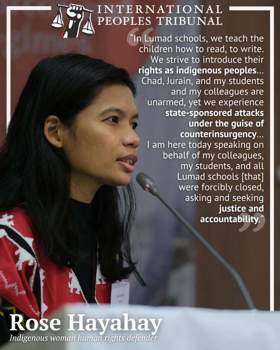 READ: Quote from Rose Hayahay, presenting on the New Bataan 5 massacre, on May 17, 2024, at the International People's Tribunal on the Philippines.

Watch live stream recording here: youtube.com/live/6PlcR2XWQ…