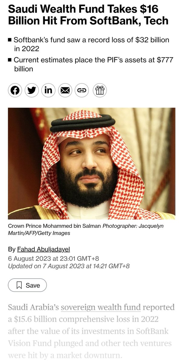 Saudi Arabia tyrants' are losing big money of Saudi Arabian people with the Japanese conman who run Softbank. They incurred 50% more book losses than the Malaysia's direct RM50 billion loss from 1MDB.