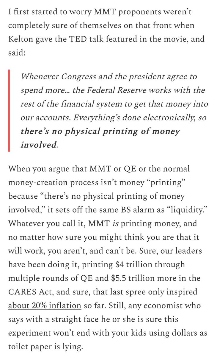 Just when you thought MMT couldn't get any dumber, there this (from matt taibbi's latest)
racket.news/p/magic-moneta…