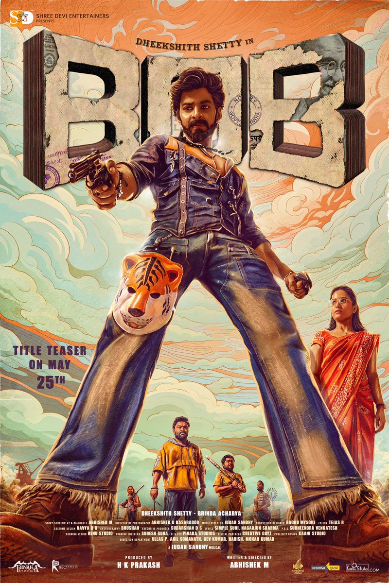 rakshitshetty's tweet image. The poster looks striking and is full of promise. Wishing you all the luck and success for the film Abhi, best wishes to @prakash_hk sir and the entire team of #BOBTheFilm 🤗