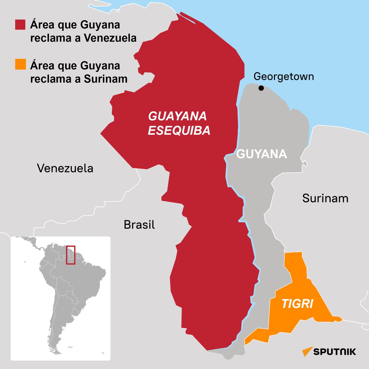 Guyana anexó Tigri de Surinam porque afirman que estaba en sus (falsos) mapas. Ahora Venezuela está recuperando el Esequibo basándose en el mismo derecho histórico. Guyana nunca ha cumplido el acuerdo para desmilitarizar la zona del Tigri. Es curioso cómo lo que pasa vuelve.