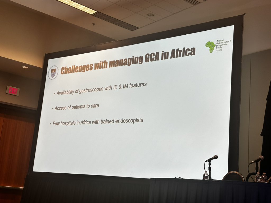 Prof Mashiko Setshedi: Gastric Ca in Africa 💡need adequate insufflation- don’t miss linitis plastica 💡 IM in corpus vs antrum? Risk stratification? 💡yes - eradicate Hpylori! 💡challenges: scope availability 💡1 endoscopist per 400,000! @ASGEendoscopy-@POHER_NGO @DDWMeeting