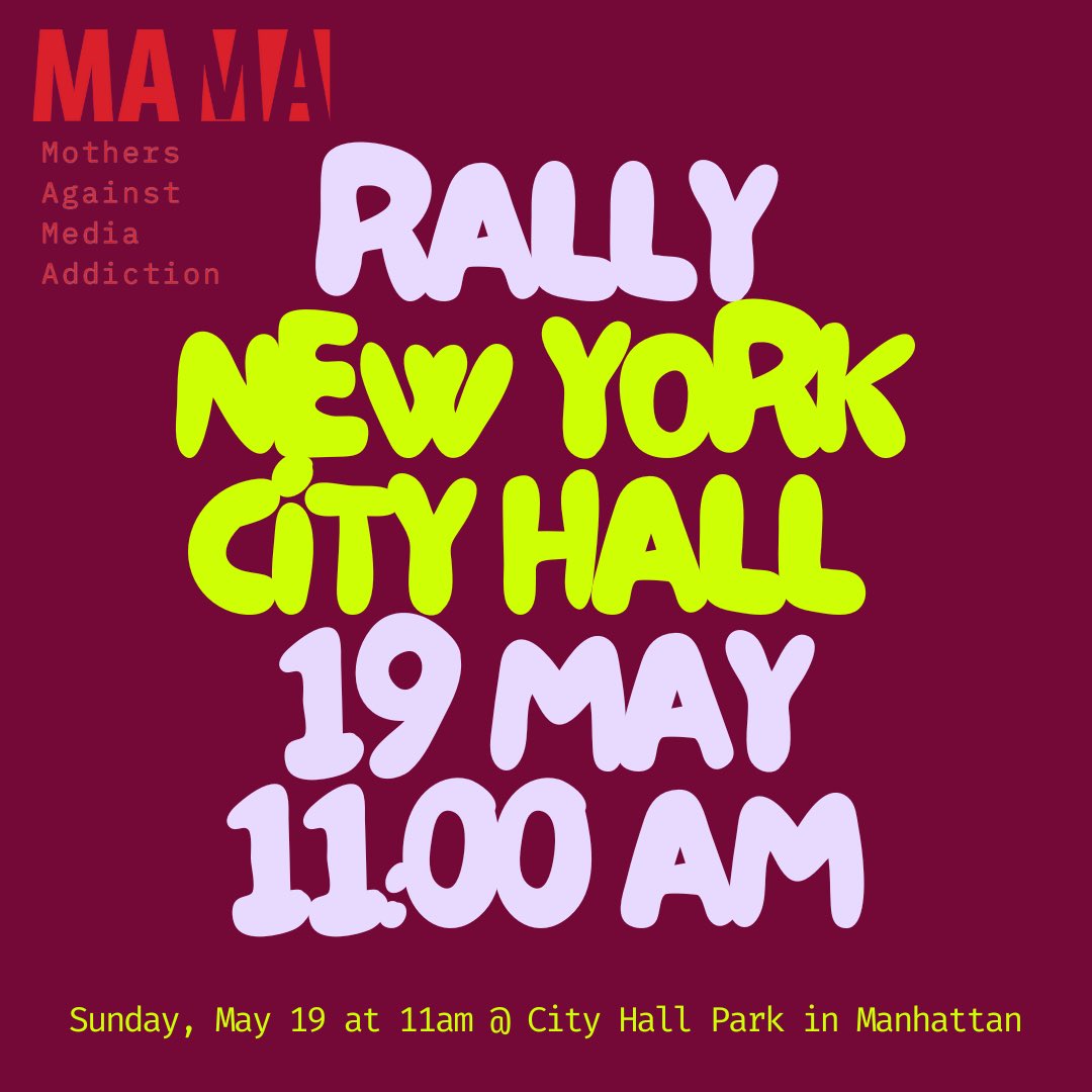 TOMORROW!! Here’s your chance to stand up for our kids! Join us, special guest @alysiareiner, @JulieScelfo, @commonsenseorg and more to demand NY lawmakers pass the Stop Addictive Feeds (SAFE) for Kids Act and the NY Child Data Protection Act NOW! #kidsbeforetech #wearemama