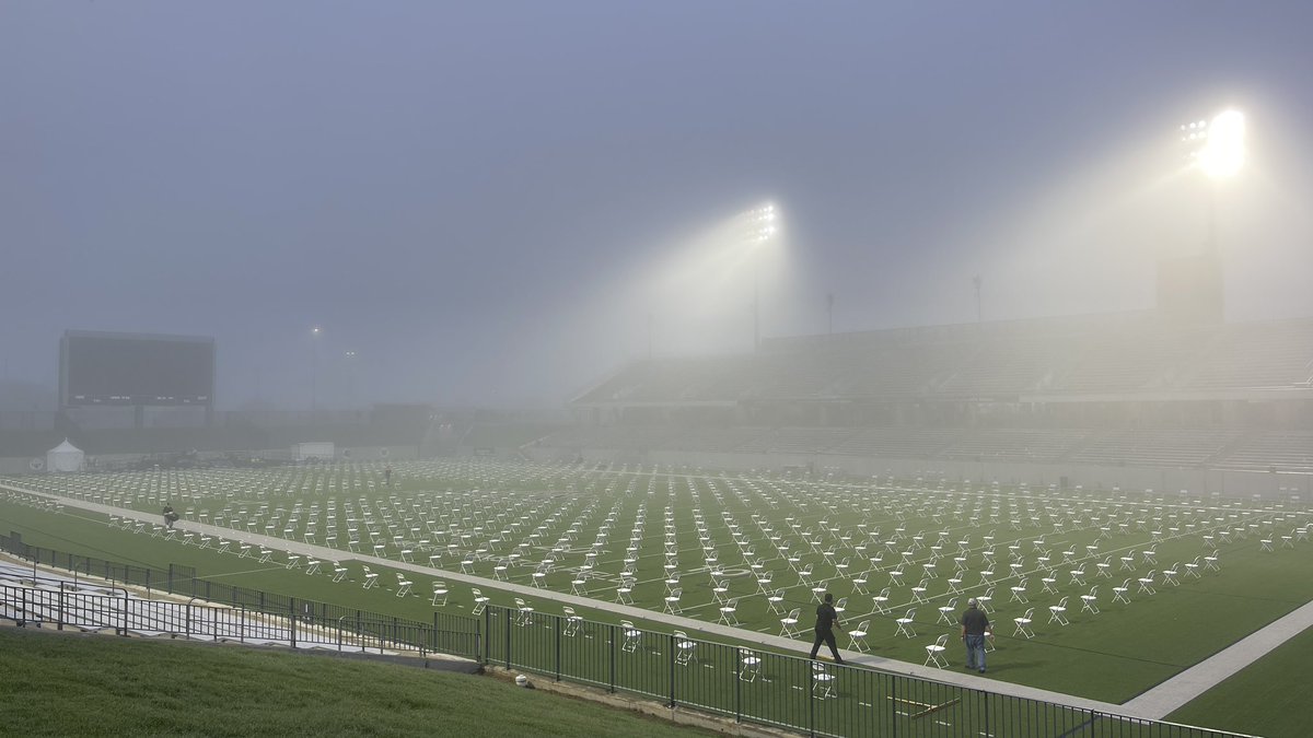 It takes a lot of work to make graduations happen. Even more so when you have a schedule change due to severe weather. The @KatyISDMandO team did a fantastic job in the early hours helping get the stadium ready after a late ceremony the night before!