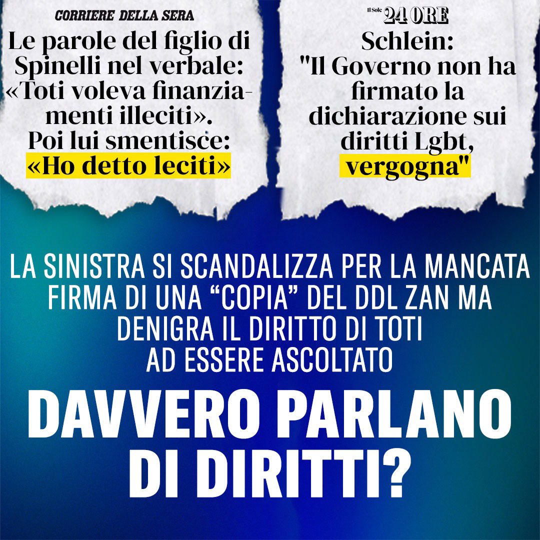 I diritti non hanno colore e non tutti sono leciti. Libertà è rispettare anche chi la pensa diversamente. Così come non è illecito rispettare i diritti di Toti