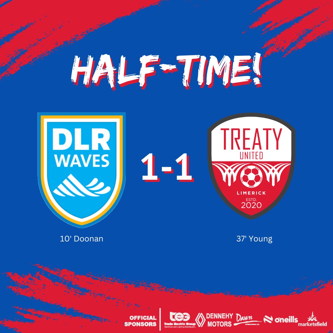 𝗛𝗮𝗹𝗳-𝗧𝗶𝗺𝗲 All square at the break in Whitehall! DLR Waves 1-1 Treaty 🏆 Avenir Sports All-Island Cup