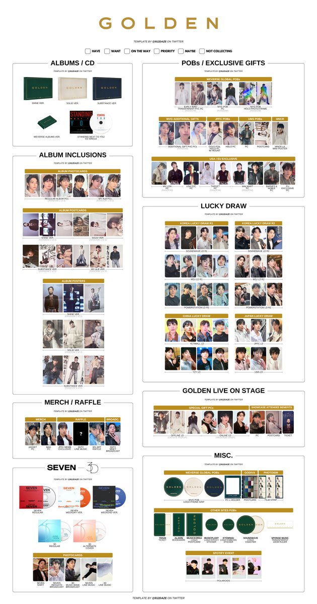 BTS JUNGKOOK PC PHOTOCARD WISHLIST TEMPLATES✨ ⭐️ JK - GOLDEN PC