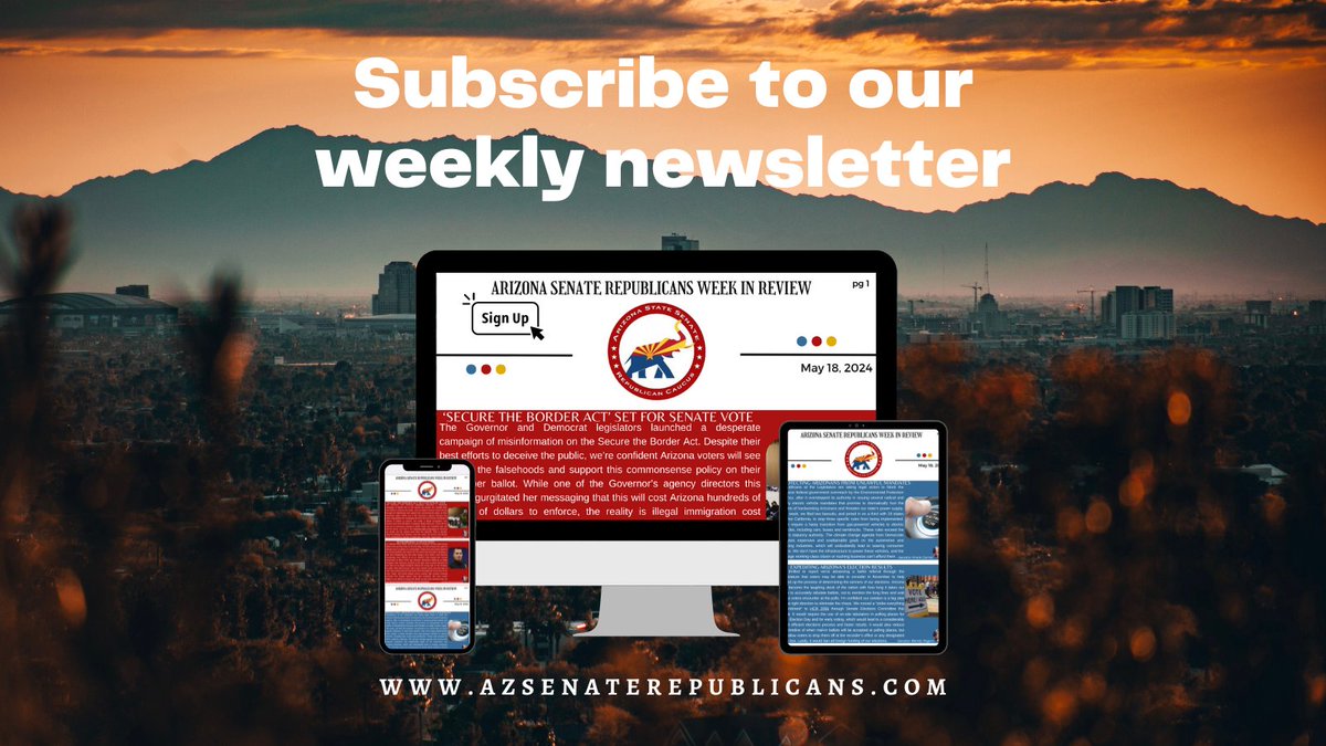From securing the border, to expediting Arizona's election results, catch up on the latest with this week's newsletter! ➡️ azsenaterepublicans.com/newsletters