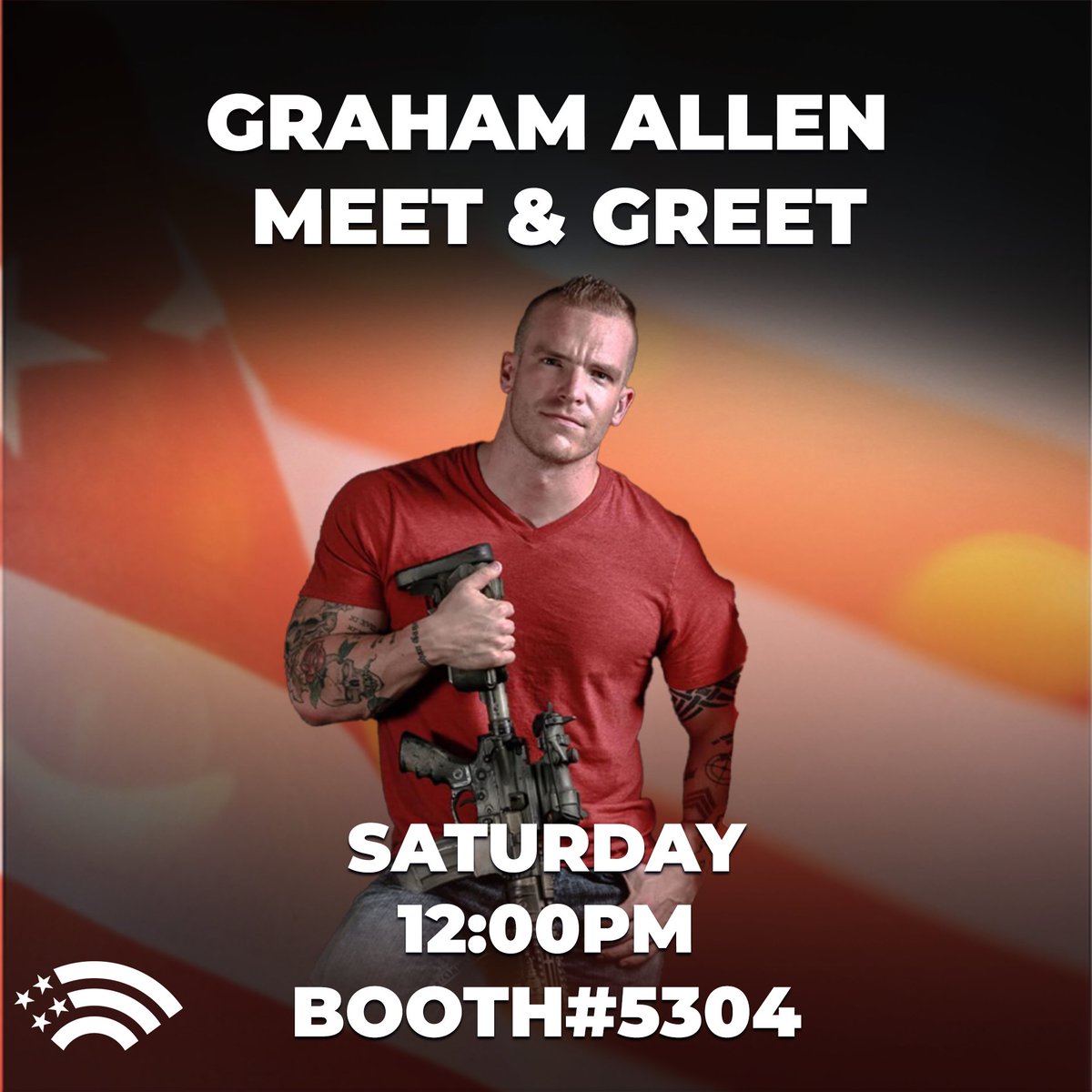 Get ready for a Meet & Greet with @GrahamAllen_1 at Patriot Mobile booth #5304! Graham will be joining us at 12pm. Don't miss out on your chance to meet him! #NRA2024 | #GunRights