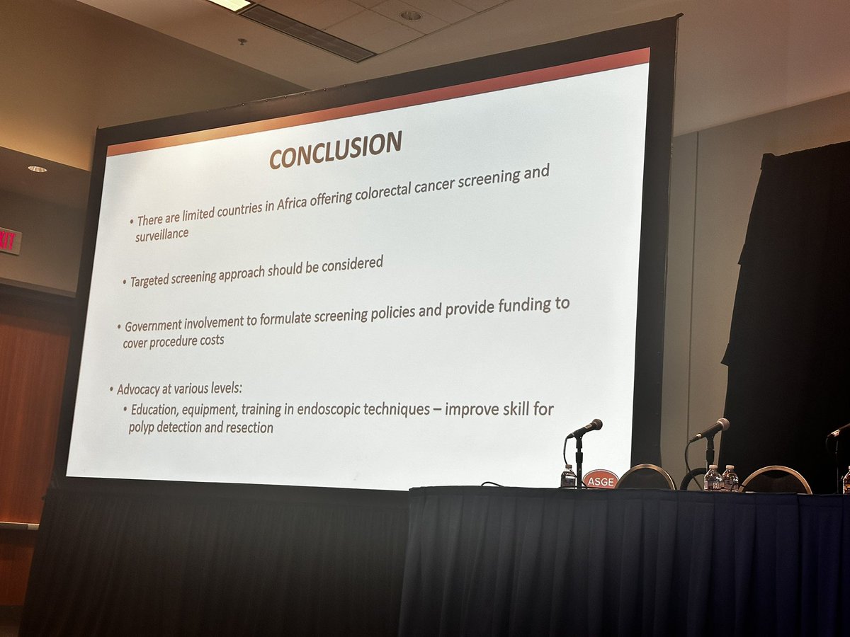 Dr Chidi Nnabuchi: CRC in Africa @ASGEendoscopy -@POHER_NGO 💡Late presentation: some pts prefer to go to church for prayers or traditional healers first. by the time they come to the hospital, it’s advanced! 💡”Japa Syndrome”- brain drain -impacts available gastroenterologists