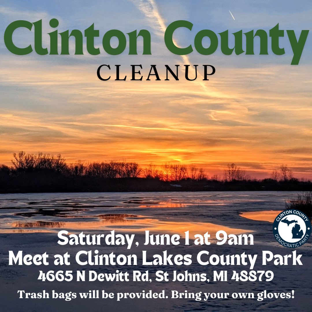 Our next Clinton County Cleanup will be held on June 1. This is a great opportunity to keep our county parks clean and get to know fellow Clinton County residents. More information is below. We’ll see you there! 🌳🌼🗑️