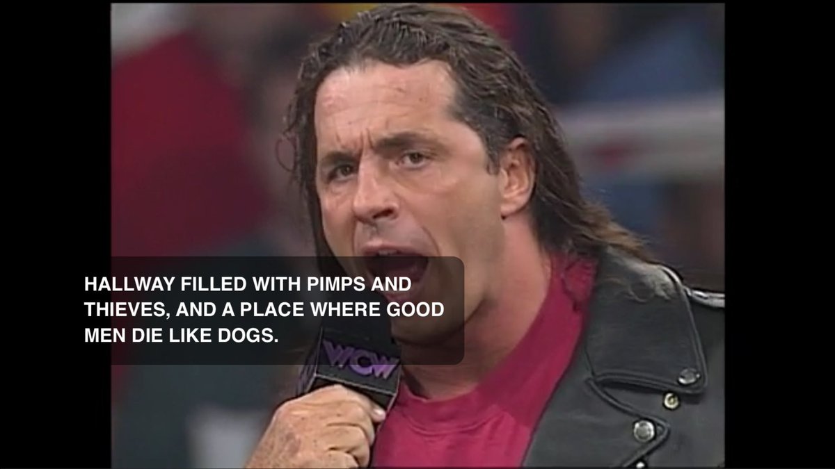 this bret hart promo which i later found out was paraphrasing a hunter s thompson quote about the television industry