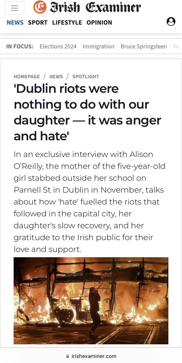 'We do not want hate to be the narrative of what happened to our daughter. The riots were nothing to do with our daughter, which was anger and hate”. Parents of child terribly injured in stabbing on how racists used their daughter. #Dublinriots irishexaminer.com/news/spotlight…