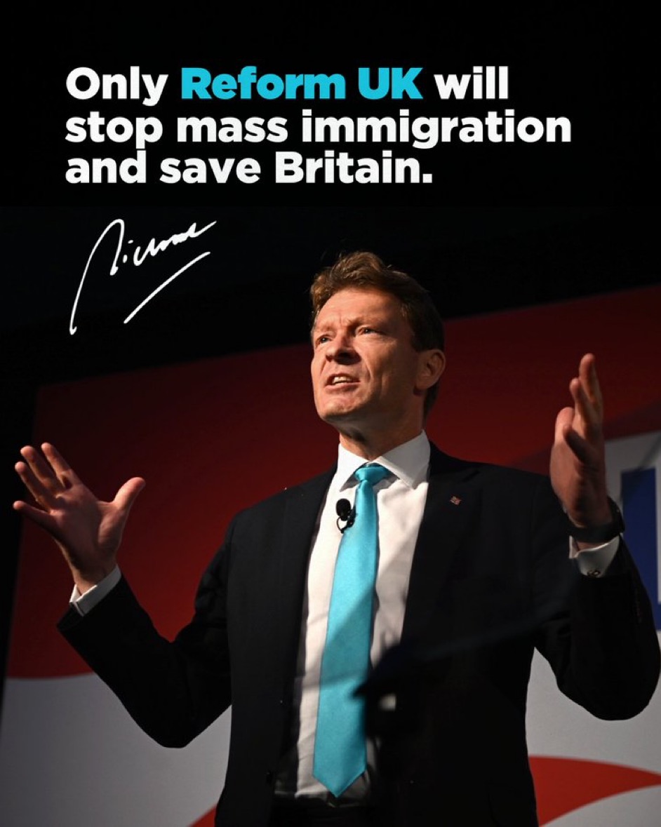 ➡️Only Reform UK will stop mass immigration. Our position is clear: 1 in, 1 out